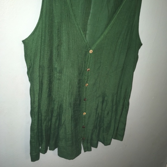 Anthropologie Maeve Green Pintuck Tank Top - Picture 5 of 8